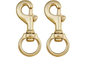 AOWESM 3-1/4 Inch Solid Brass Swivel Bolt Snap Hooks 7/8 Inch Swivel Eye Single Ended Scuba Diving Clips Keychain Holder for Dog Collar, Pet Leash, Flag Halyard and More (2 Pieces)