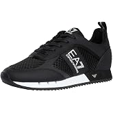 EA7 Men's Athletic Logo Mesh Trainers, Black/White