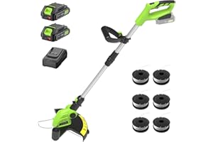 STEELITE 21V Cordless String Trimmer, Battery Powered Weed Wacker with 2 x 2.0Ah Battery and Charger, Electric Weed Eater for
