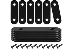 HARSKIYER 12 Pcs 2 Inch Straight Bracket, Stainless Steel Flat Mending Brace, Black Connector Plate with Mounting Screws & Screwdriver for Furniture Repair, Fixing