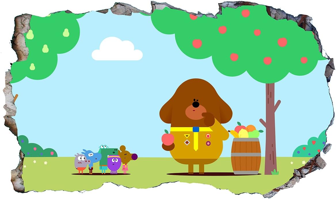 Chicbanners Hey Duggee 3D Wall Crack Wall Smash V103 Wall Sticker Self Adhesive Poster Wall Art Size 1000mm wide x 600mm deep (large)