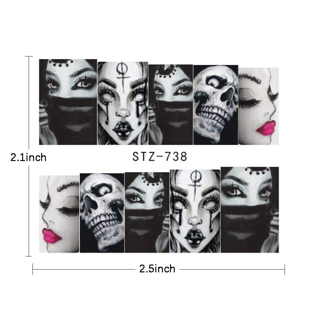 Halloween Nail Stickers Day of the Dead Nail Art Accessories Decals 25 Sheets Ghost Skull Eye Clown Hulk Water Transfer Nail Art Stickers for Halloween Party Supply Fingernails Toenails Decorations: Beauty
