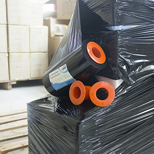Jack&Sunny Stretch Wrap 9''x 1000 Ft 80 Gauge with 1 Pair of Plastic Hand Saver for Moving Shipping Packing Depot&Storage Industrial Hand stretch wrap film Clear (black with hand saver, 1-roll) - Thumbnail 2