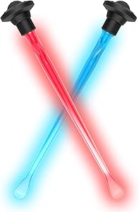 Stirrers coffee stir sticks Light Up Beverage Stirrers Stir Cocktail Drink Swizzle Stick with Small Paddles, Reusable Chopsticks Safe (Blue+Red)