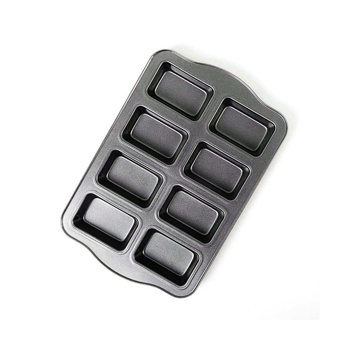 Kilimazart Mini Loaf Pan 8-Cavity Carbon Steel Bakeware Non-Stick Bread Baking Tray One-Piece Design