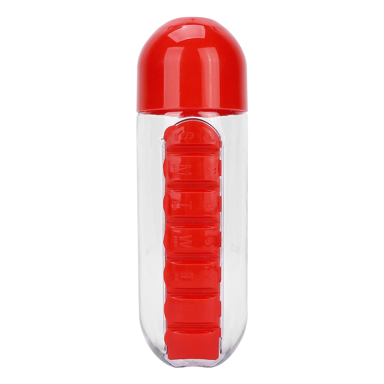 Medicine Storage Water Bottle, PC Specially Designed Pill Organizer Bottle 7‑Compartment Pill Case for Travel for Work for Outdoor Activities for Home