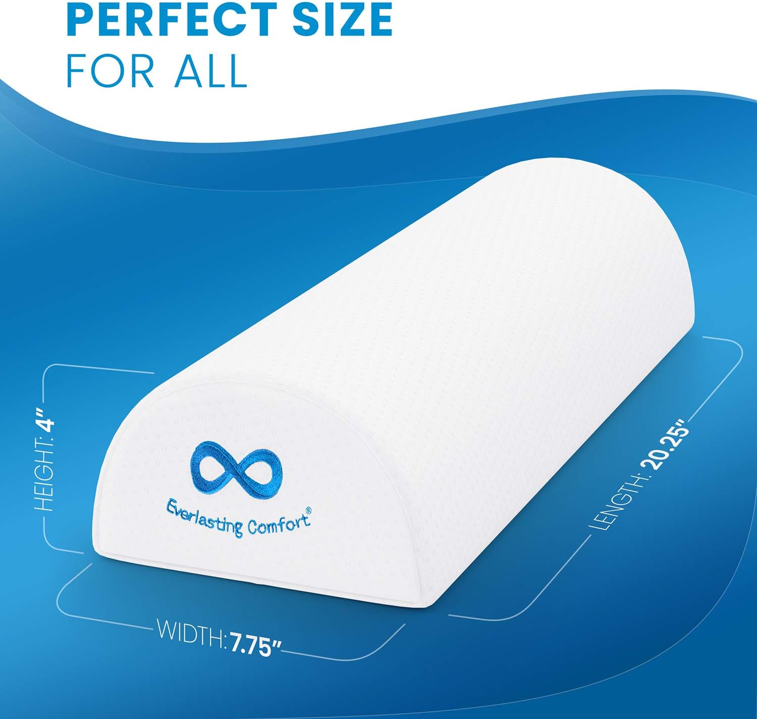 Everlasting Comfort Bolster Pillow for Legs - Pure Memory Foam Half Moon Pillow - Soft Breathable Cover (White): Home & Kitchen