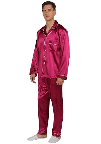 YIMANIE Mens Pajamas Silk Satin Pajamas for Men Soft Sleepwear