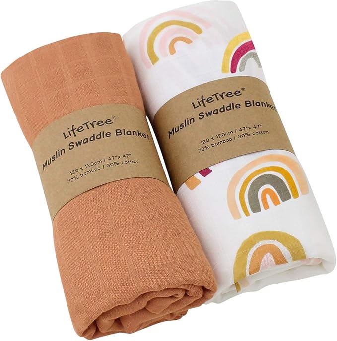 LifeTree Soft Baby Muslin Cloths, Muslin Swaddle Blankets Wrap for Boys