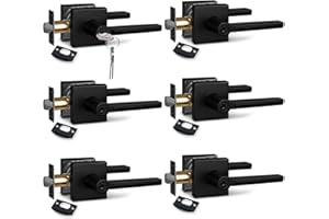 NEWBANG Square Same Key（Keyed Alike ） Keyed Entry Door Handle in Matte Black (for Entrance/Exterior/Front/Office Door) Left or Right Handed