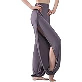 Hoerev Women's Soft Slit Leg Pants Harem Dance Yoga Pilates Pants
