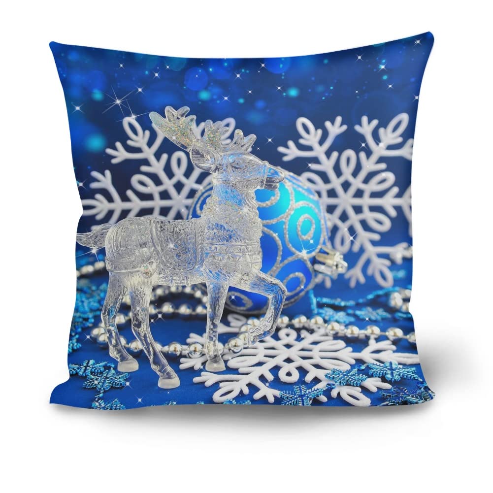 Amzbeauty Crystal Reindeer Decorative Throw Pillow Cover for Couch Sofa Bed Retro Pillow Case with Invisible Zipper