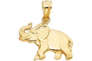 TOP GOLD & DIAMOND JEWELRY TGDJ 14K Yellow Gold Elephant Pendant- (Height 11 MM Width 16 MM)