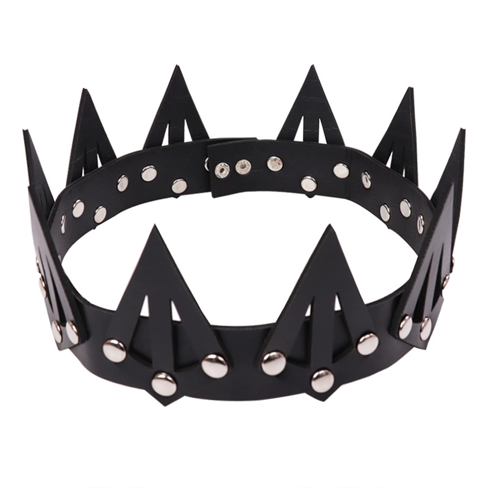 PU Leather Crown for Men Women Transgender, Kings and Queens Costume Gay Pride Month Headpiece Black Punk Crown for Carnival Rave Circuit Party Christmas Night Club