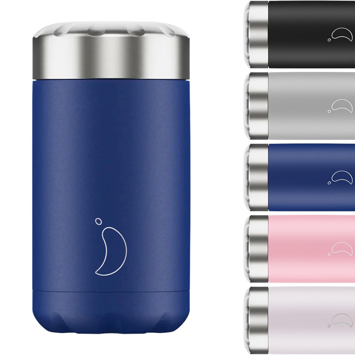 Chilly's Food Pot - Leak-Proof, Premium Stainless Steel Reusable Food Container - Double-Walled Insulated for Hot or Cold Lunch Storage - Matte Blue - 500ml