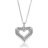 VIR JEWELS 1/10 cttw Lab Grown Diamond Heart Pendant Necklace in Sterling Silver with Chain