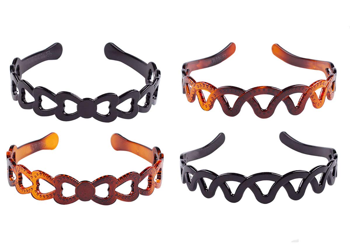 4PCS High-grade Hard Plastic Tooth Headband Hairband Women Girls Hair Hoop Hair Accessories (C#)