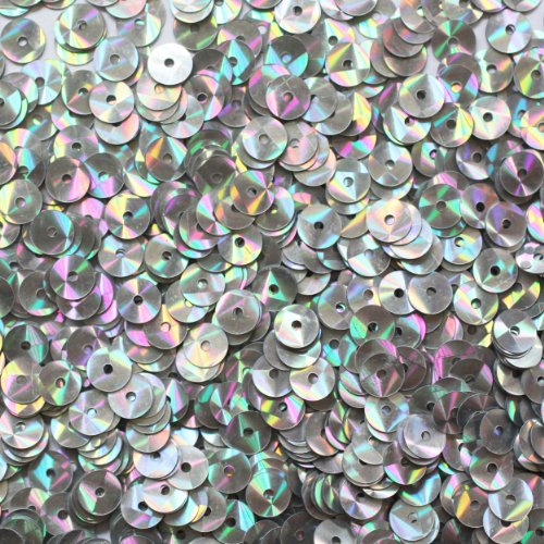5mm Flat Round SEQUIN PAILLETTES ~ SILVER PRISM MULTI Reflective METALLIC ~ Loose sequins for embroidery, bridal, applique, arts, crafts, and embellishment. Made in USA.