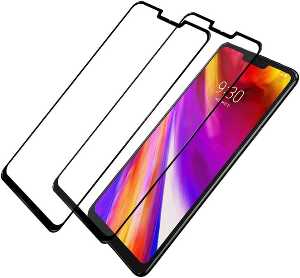 LG G7 ThinQ Screen Protector Full Coverage, 2 Pack Niyattn Tempered Glass Screen Protector for LG G7 ThinQ 5.9 inch with Double Shielding/Bubble Free/Case Friendly, Black