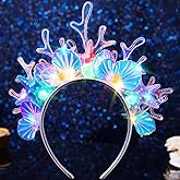 DRESBE Light Up Shell Headband LED Pearl Headbands Coral Glow Party Hair Accessories for Women