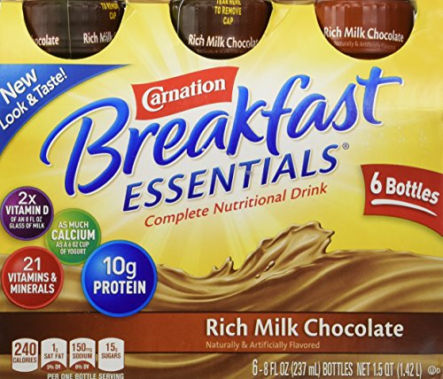 Carnation Breakfast Essentials Ready to Drink 6/8oz Bottles (Pack of 3) Total of 18 - 8oz Bottles - Choose Flavor Below (Rich Milk Chocolate)