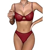 Lilosy Sexy Mesh Sheer Underwire Push Up Lingerie Set Lingerie Set