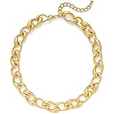 TOVABA Chunky Gold Chain Necklace Cuban Chain Link Thick Paperclip Chain Heart Chain Choker Necklace for Gift Fashion Jewelry