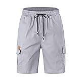 Mens Casual Twill Cargo Shorts Cotton Drawstring