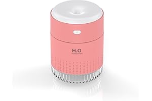 BAMCOO Mini Humidifiers for Bedroom 350ml Small Portable Humidifier for Travel Plants Humidifier, Auto Shut-Off 2 Mist Modes Humidificador for Bedroom Plants Travel Office Desk Car Pink