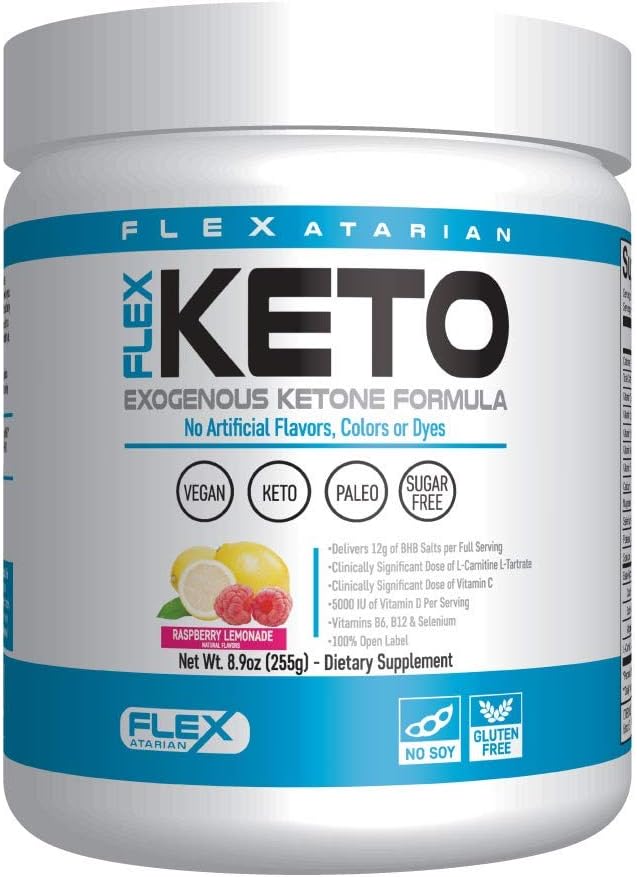Flexatarian Flex Keto-Exogenous Ketone Powder, Raspberry Lemonade-15 Servings
