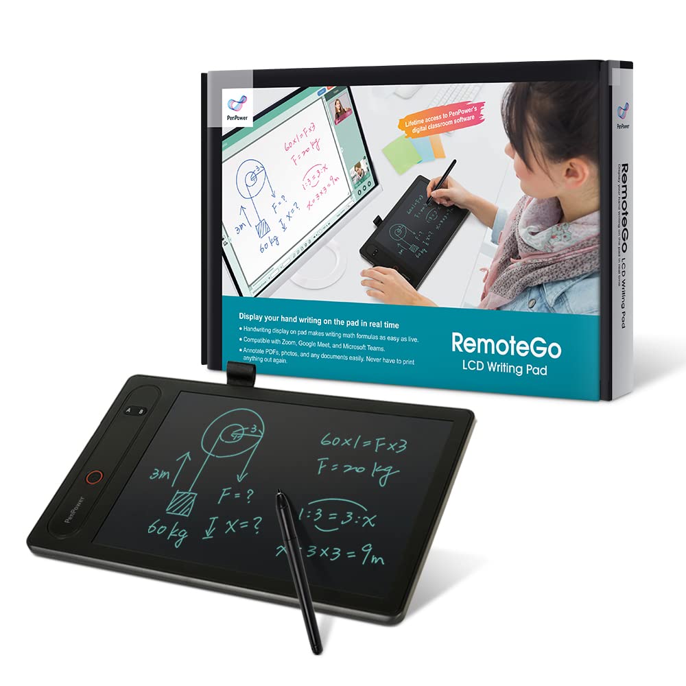PenPower RemoteGo LCD Writing Pad | Visible Handwriting | Video & Voice Comments on PDF | Annotation, Screen Recording, and Math Formula Recognition | Pen Tablet for Adults