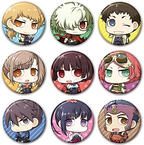 Tinplate Badge Button Key Chain Key Ring Schoolbag Ornament Coat Chain for Anime Koutetsujou no Kabaneri Ikoma Mumei Cos Gift (pack of 9)