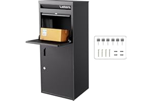 Merapi Package Delivery Box for Outside, 16.3" *15.2"* 40.4" Cold-Rolled Steel Delivery Box for Packages, Anti-Theft Lockable Parcel Drop Boxes for Porch, House, Curbside, Black-FD