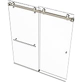 Eurotech Showers VITRA-200 56.5-60" W x 78" H Twinglide Frameless Shower Door w/ 3/8" Clear Tempered Glass (Brushed Nickel)