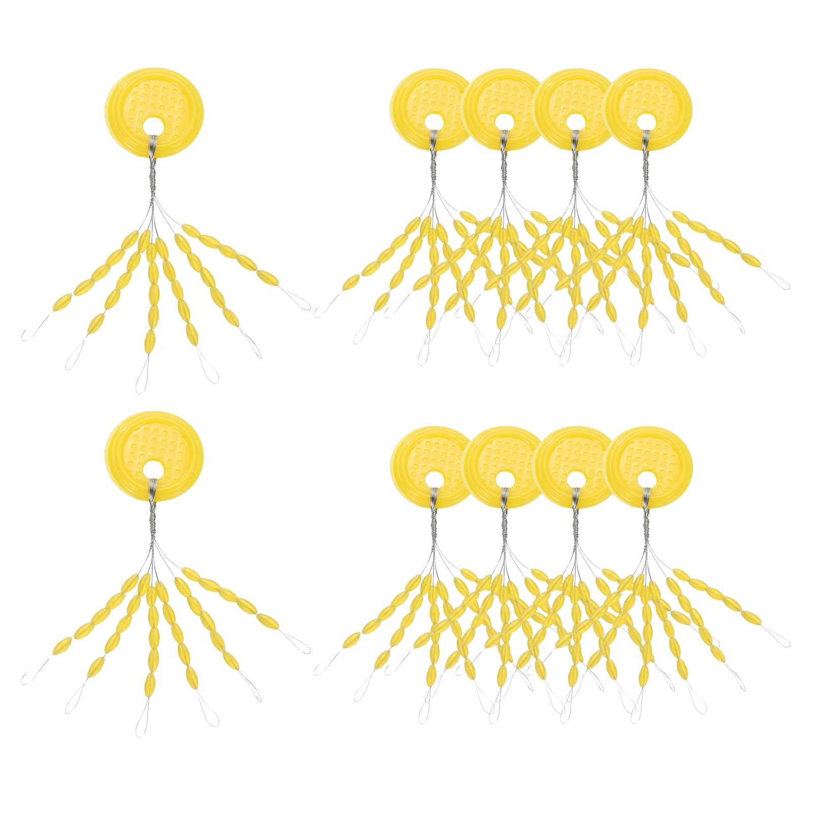 PATIKIL Fishing Rubber Bobber Beads Stoppers, 300 Pieces 6 in 1 Float Sinker Stops Oval Shape S Size for Fishing Line, Yellow