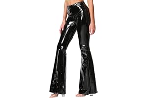 CEMI CERI Women's J2 Love Faux Leather Bell Botom Flare Pants