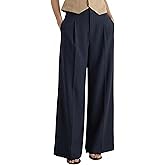 Arach&Cloz Womens Linen Blend Wide Leg Palazzo Pants All-Season Business Casual Outfits Dress Trousers