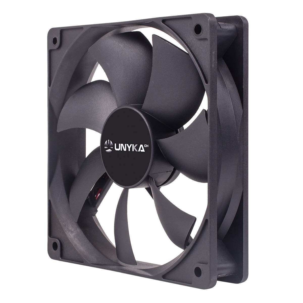 Unykach 120mm Computer Fan, 51800, Black, 1200 RPM, 4 Pin, 7 Blades, Quiet, 25mm x 120mm x 120mm