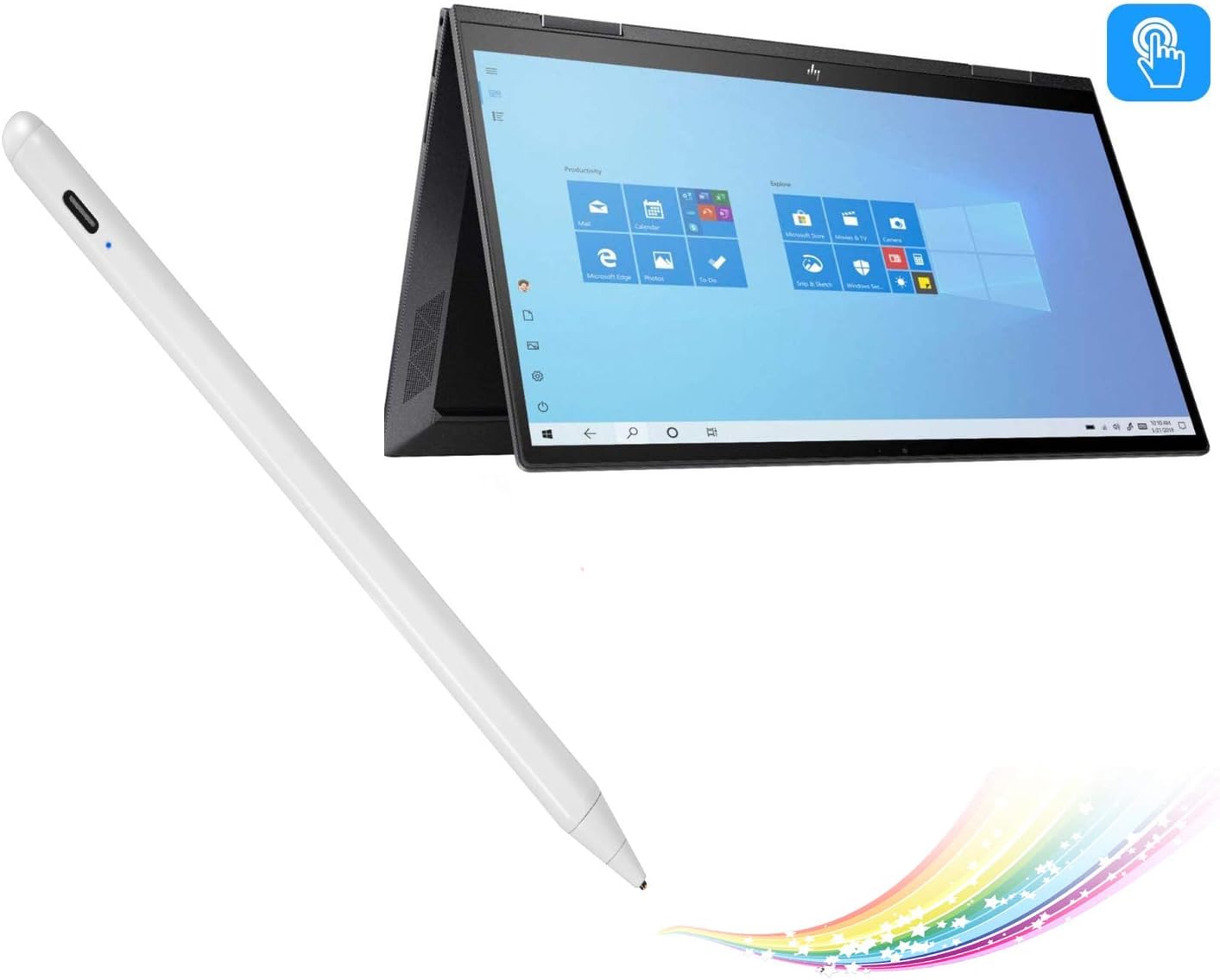 Stylus Pen for HP Envy X360 Convertible 2-in-1 15.6" Pencil, Active Digital Pencil Compatible with HP Envy X360 2-in-1 Stylus Pen,Good for Sketching and Note-Taking with Type-C Recharge, White