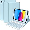 MMK Keyboard Case for iPad 11th Gen (A16, 2025) & 10th Generation (10.9", 2022), for iPad 11th 10th Generation Case with Keyboard, Wireless Detachable Bluetooth Key Board,Pencil Holder-Sky Blue