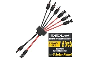 ENERNOVA Solar Connectors for 3 Solar Panels, 1.6FT Solar Panel Parallel Connectors, IP68 Waterproof Solar Panel Splitter, Tool-Free Solar Panel Y Branch Adapter for Solar Cable Extension