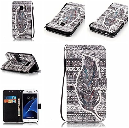 Uming® Retro Print Pattern Colorful Holster Cover Case ( Tribal Feather - for Samsung Galaxy S6 G920 ) Artificial-leather Flip with Bracket Stander Holder Credit Card Slot Wallet Hasp Magnet Button Shell Protective Mobile Cellphone Cover Bag
