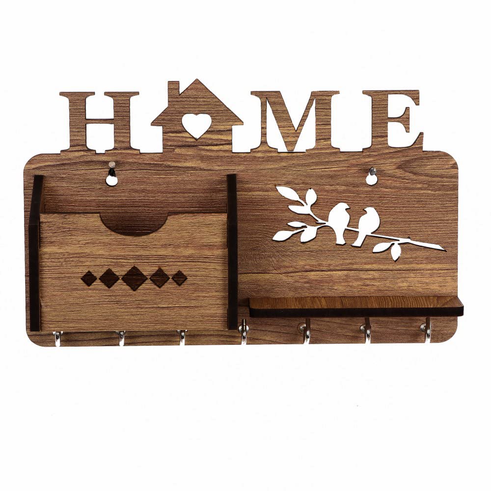 Sehaz Artworks Key Hangers | Key Holder for Wall Decorative | Wall Key Holders for Home (7 Hooks, Brown)