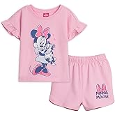Disney French Terry T-Shirt and Shorts Outfit Set Infant to Big Kid Sizes (12 Months - 14-16)