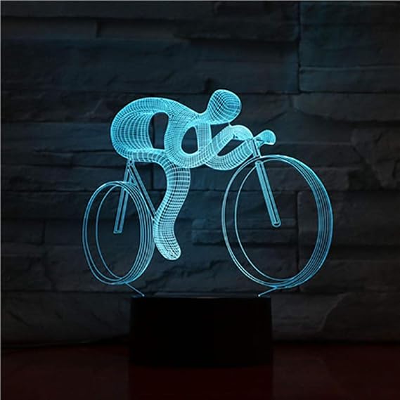 3D-Illusionslampe führte Nachtlichtfahrt auf einem Fahrrad L abstrakte