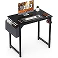 Small Computer Desk 31 Inch Writing Desks Home Office Desks Small Space Desk Study Table Modern Simple Style Work Table with Storage Bag Headphone Hook Metal Frame for Home, Bedroom