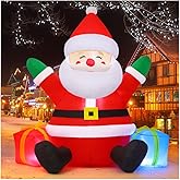 GOOSH 5 FT Christmas Inflatables Santa Claus Outdoor Decorations Blow Up Yard Snowman Sit with Colorful Boxes with Built-in LEDs for Garden Lawn Indoor Party Decor
