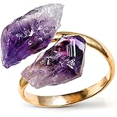 AYANA Adjustable Healing Crystal Ring | Handmade bypass ring for women with Gold-plated Copper | Statement Rings with Ethically Sourced Natural Healing Crystal Gemstone