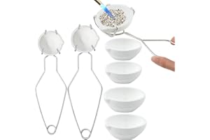 Metal Melting Crucible Kit, 4 Ceramic Quartz Crucibles, 2 Pcs Whipclip Handle,Crucible Tongs, Metal Melting Kit,Silversmithin