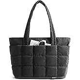 BAGSMART Expandable Tote Bag for Women, Puffer Work Tote Handbag, Quilted Carry On Bag for Travel Gym